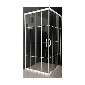 Durul Kare 5 MM Beyaz Çizgi Yükseklik 190 CM 90x115 CM Duşakabin