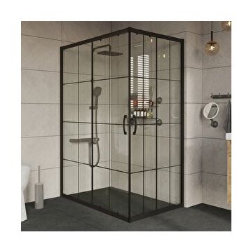Durul Kare 5 MM Siyah Çizgi 120x120 CM Duşakabin