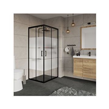Durul Kare 5 MM Siyah Kumlama Box 85x100 CM Duşakabin