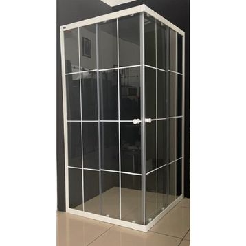 Durul Kare Beyaz Çizgi Cam 75x85 cm Duşakabin