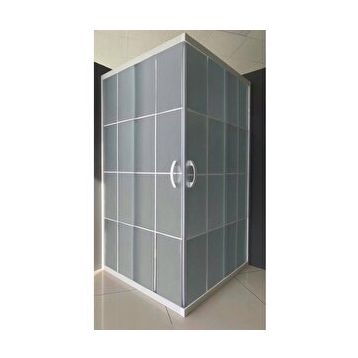 Durul Kare Beyaz Çizgi Komple Buzlu Cam 5 MM Yükseklik 190 CM 70x130 CM Duşakabin