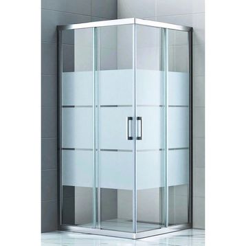 Durul Kare Box Desen Temperli Cam Krom Profil 100x100 cm Duşakabin
