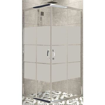 Durul Kare Box Desen Temperli Cam Krom Profil 75x100 cm Duşakabin
