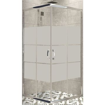 Durul Kare Box Desen Temperli Cam Krom Profil 75x105 cm Duşakabin