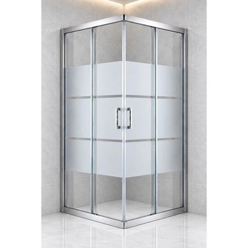 Durul Kare Box Desen Temperli Cam Krom Profil 80x100 cm Duşakabin