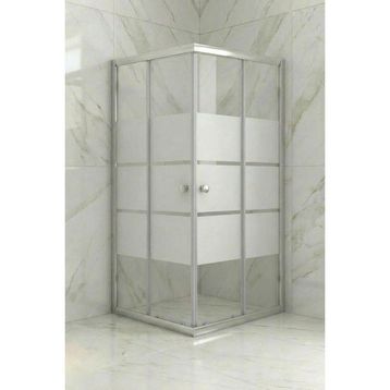 Durul Kare Box Desen Temperli Cam Krom Profil 90x95 cm Duşakabin