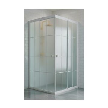Durul Kare Komple Buzlu Beyaz Çizgi Cam 70x95 cm Duşakabin