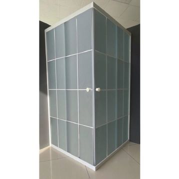 Durul Kare Komple Buzlu Beyaz Çizgi Cam 90x90 cm Duşakabin