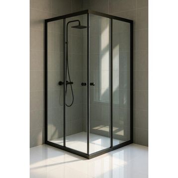 Durul Kare Siyah Profil Şeffaf Cam 85X85 CM Duşakabin