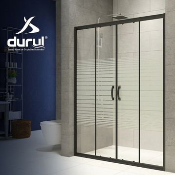 Durul Ön Cephe Gri 5 mm Çizgili Cam H:190 cm 186 cm Duşakabin