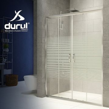 Durul Ön Cephe Gri 5 mm Çizgili Cam H:190 cm 186 cm Duşakabin
