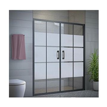 Durul Ön Cephe Siyah Kumlama Box Desen 5 mm H:190 157 cm Duşakabin