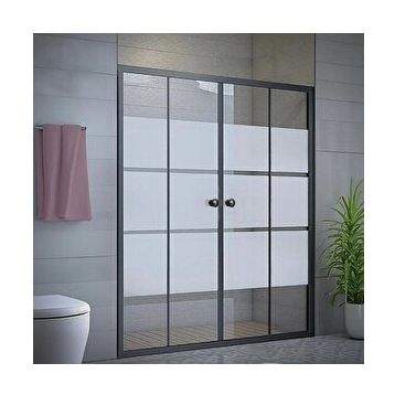Durul Ön Cephe Siyah Kumlama Box Desen 5 mm H:190 173 cm Duşakabin