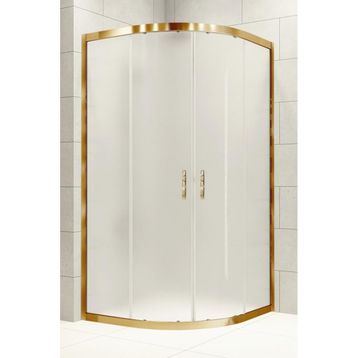 Durul Oval Altın Profil Buzlu 5 mm Cam Yükseklik 190 cm 100x100 cm Duşakabin