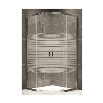 Durul Oval Parlak Profil Çizgili 5 mm Cam Yükseklik 190 cm 80x80 cm Duşakabin