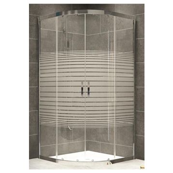 Durul Oval Parlak Profil Çizgili 5 mm Cam Yükseklik 190 cm 80x80 cm Duşakabin