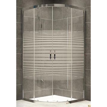 Durul Oval Parlak Profil Çizgili 5 mm Cam Yükseklik 190 cm 80x80 cm Duşakabin