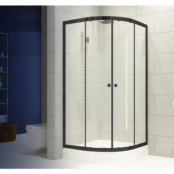 Durul Oval Siyah Cam 80x80 cm Duşakabin