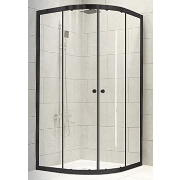 Durul Oval Siyah Profil Çizgili 5 mm Cam Yükseklik 190 cm 90x90 cm Duşakabin