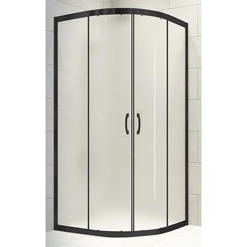 Durul Oval Siyah Profil Çizgili 5 mm Cam Yükseklik 190 cm 90x90 cm Duşakabin