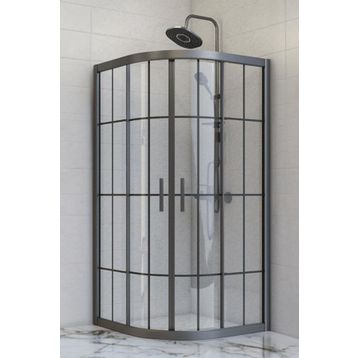 Durul Oval Siyah Profil Çizgili 5 mm Cam Yükseklik 190 cm 90x90 cm Duşakabin