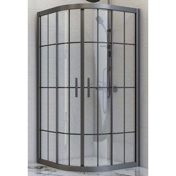 Durul Oval Siyah Profil Çizgili 5 mm Cam Yükseklik 190 cm 90x90 cm Duşakabin