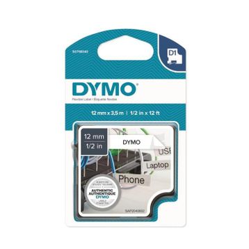 Dymo D1 16957 Siyah Beyaz Çok Kuvvetli Esnek Naylon 12 mm 3.5 mt Şerit Etiket