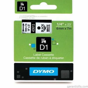 Dymo D1 43613 Beyaz-Siyah 6 mm 7 m Yedek Şerit