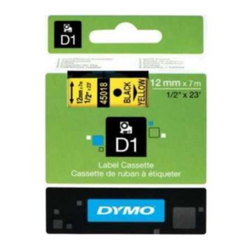Dymo D1 45018 Sarı-Siyah 12 mm 7 m Yedek Şerit