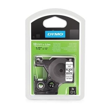 Dymo S0718040 16957 Yüksek Performans Esnek Naylon 12 mm x 3.5 mt Siyah Beyaz Etiket Bandı