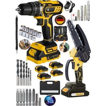 Dynamic Max 2'li Set 598RV Çift Pala Odun Dal Budama Testeresi 4 Akülü Vidalama Metal Şanzuman Darbeli Matkap