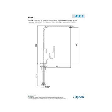 E.C.A 103518123 Krom Siyah Tiera Mutfak Eviye Batarya
