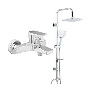 E.C.A Dalia Banyo Bataryası + T-May Banyo Çamlıca Kare Tepe Paslanmaz Krom Duş Seti