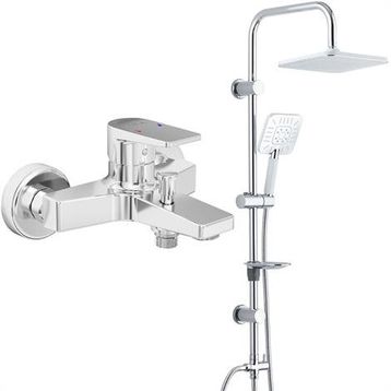E.C.A Dalia Banyo Bataryası + T-May Banyo Çamlıca Kare Tepe Paslanmaz Krom Duş Seti