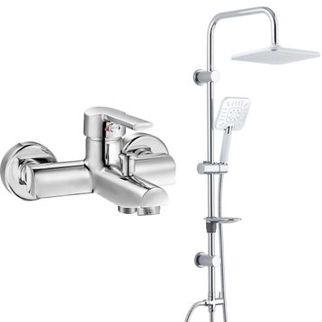 E.C.A Delta Banyo Bataryası + T-May Banyo Çamlıca Kare Tepe Paslanmaz Krom Duş Seti