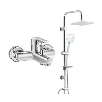 E.C.A Delta Banyo Bataryası + T-May Banyo Çamlıca Kare Tepe Paslanmaz Krom Duş Seti
