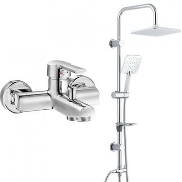E.C.A Delta Banyo Bataryası + T-May Banyo Çamlıca Kare Tepe Paslanmaz Krom Duş Seti