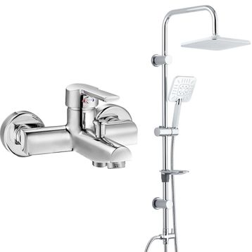 E.C.A Delta Banyo Bataryası + T-May Banyo Çamlıca Kare Tepe Paslanmaz Krom Duş Seti