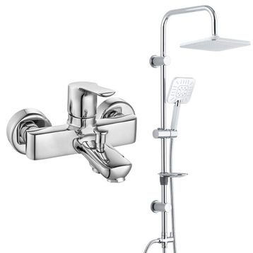 E.C.A Luna Banyo Bataryası+T-May Banyo Çamlıca Kare Tepe Paslanmaz Krom Duş Seti