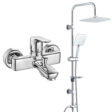E.C.A Luna Banyo Bataryası+T-May Banyo Çamlıca Kare Tepe Paslanmaz Krom Duş Seti
