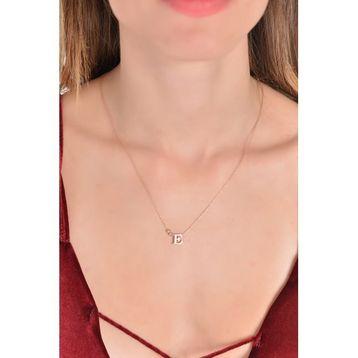 E Harf Kadın Gümüş Kolye 925 ayar