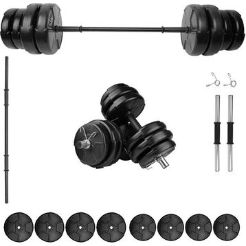 E-Life 35 kg Siyah Dambıl Seti ve Halter Seti Ağırlık Fitness Seti