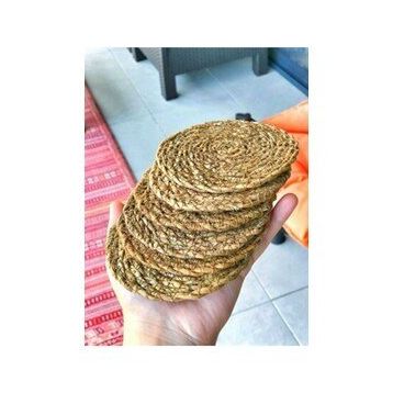 E-Sanat Evi 10.5 x 11 cm Hasır 6 Adet Bardak Altlığı