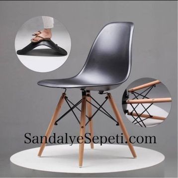 Eames Ahşap Siyah Sandalye