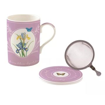 Easy Life Fine China Porselen Kulplu Bardak 350 ml Kapaklı Ve Metal Demlikli