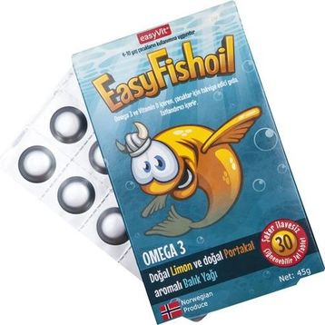 EasyFishoil Omega 3 Limon Portakal 30 Çiğnenebilir Tablet