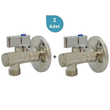 Eca 602111048-2 Rozet Dahil 1/2 inç Krom Volanlı 2 Adet Filtreli Ara Musluk