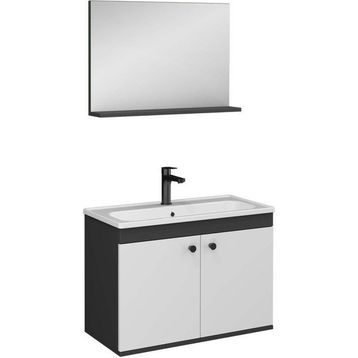 Ece Banyo 22RVS002080E City Antrasit Beyaz 80 Banyo Dolabı Seti