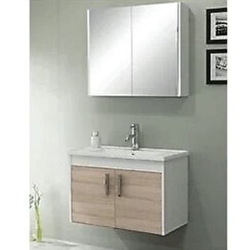 Ece Banyo Gama 80 cm Sonoma Meşe Beyaz Banyo Dolabı Seti