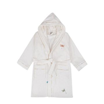 Ecocotton %100 Organik Pamuk Nakışlı Nina Kız Çocuk Bornoz
